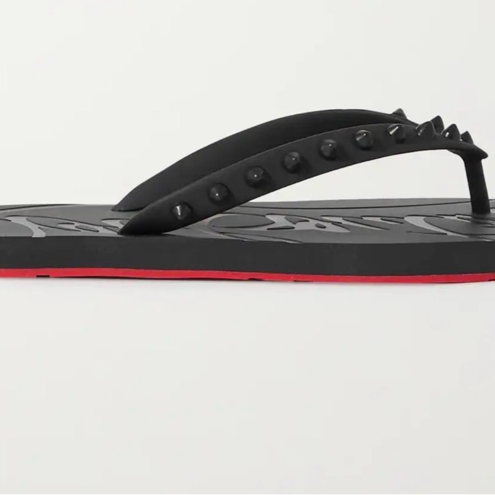Christian Louboutin Black and Red Studded Sandals